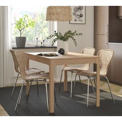 Set masa scaune Ikea Ekedalen/Alvsta 120/180cm 1+4 (Stejar/Ratan/Crom)
