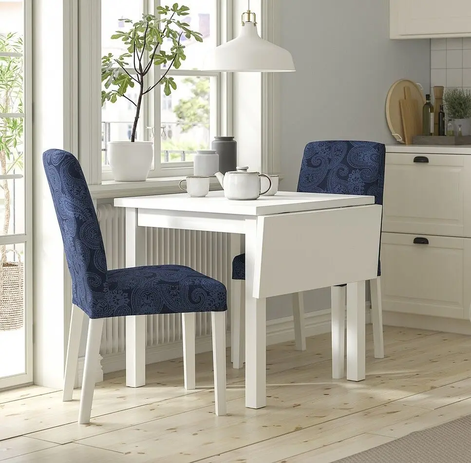 Set masa scaune Ikea Nordviken/Bergmund/Kvillsfors 74/104cm 1+2 (Alb/Albastru)