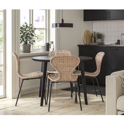 Set masa scaune Ikea Lisabo/Alvsta 105cm 1+4 (Negru/Ratan)