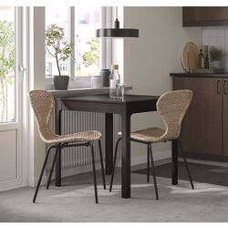 Set masa scaune Ikea Ekedalen/Alvsta 80/120cm 1+2 (Maro inchis/Ratan/Negru)