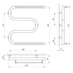 Полотенцесушитель Laris Zmeevik 32 PC3 2 Shelves 500x500 (Chrome) Thumb