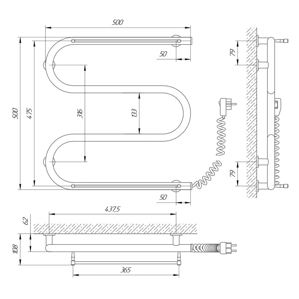 Uscator electric Laris Zebra Zmeevik 25 CK3 2 Shelves 500x500 Right (White)