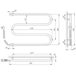 Полотенцесушитель электрический Laris Zmeevik 25 PC3 700x500 Left (Chrome) Thumb