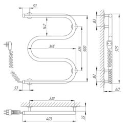 Uscator de prosoape electric Laris Zmeevik 25 PC3 400x500 Left (Chrome) Thumb