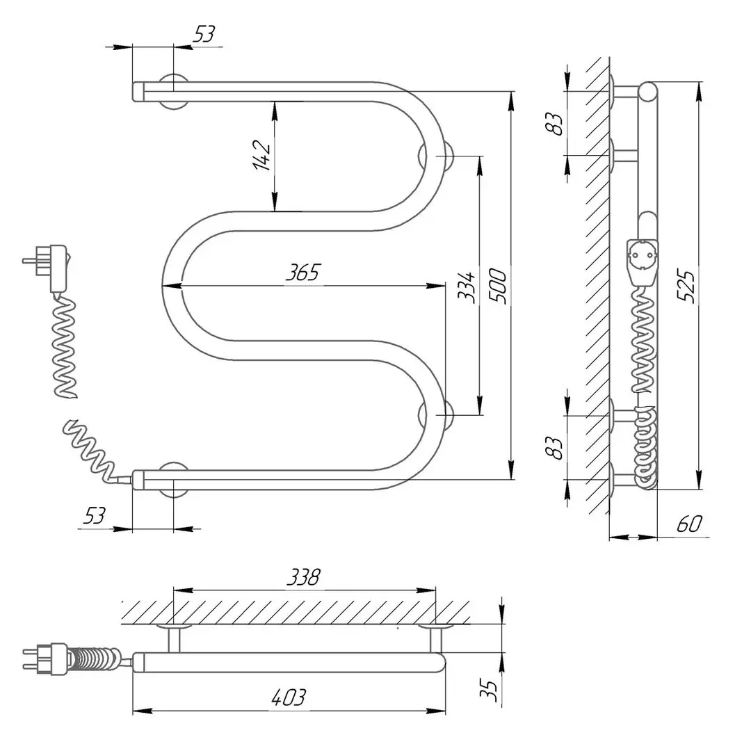 Uscator de prosoape electric Laris Zmeevik 25 PC3 400x500 Left (Chrome)