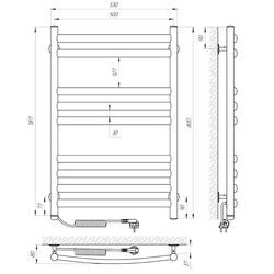 Полотенцесушитель электрический Laris Klassik Premium P9 500х800 Left (Chrome) Thumb