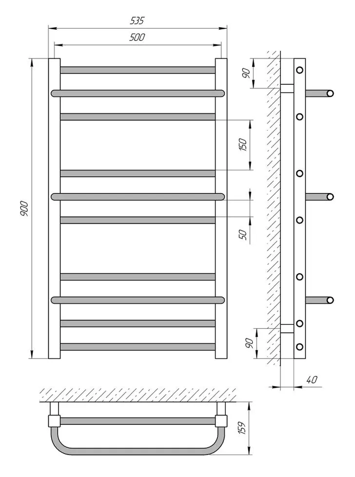 Uscator de prosoape Laris Nika P10 500x900 (Chrome)
