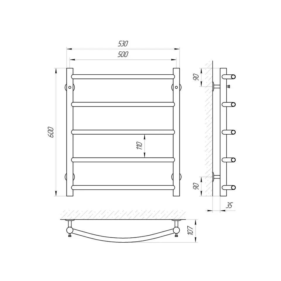 Uscator de prosoape Laris Flesh P5 500х600 (Chrome)