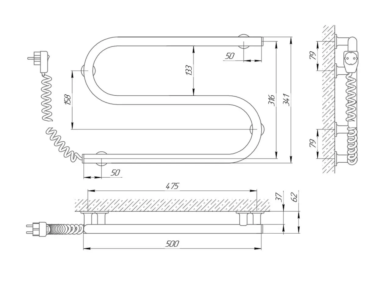 Uscator de prosoape electric Laris Zmeevik 25 CK2 550x330 Left (White)