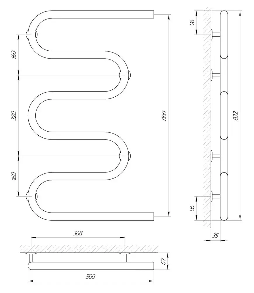 Uscator de prosoape Laris Zmeevik 32 PC5 500x800 (Chrome)