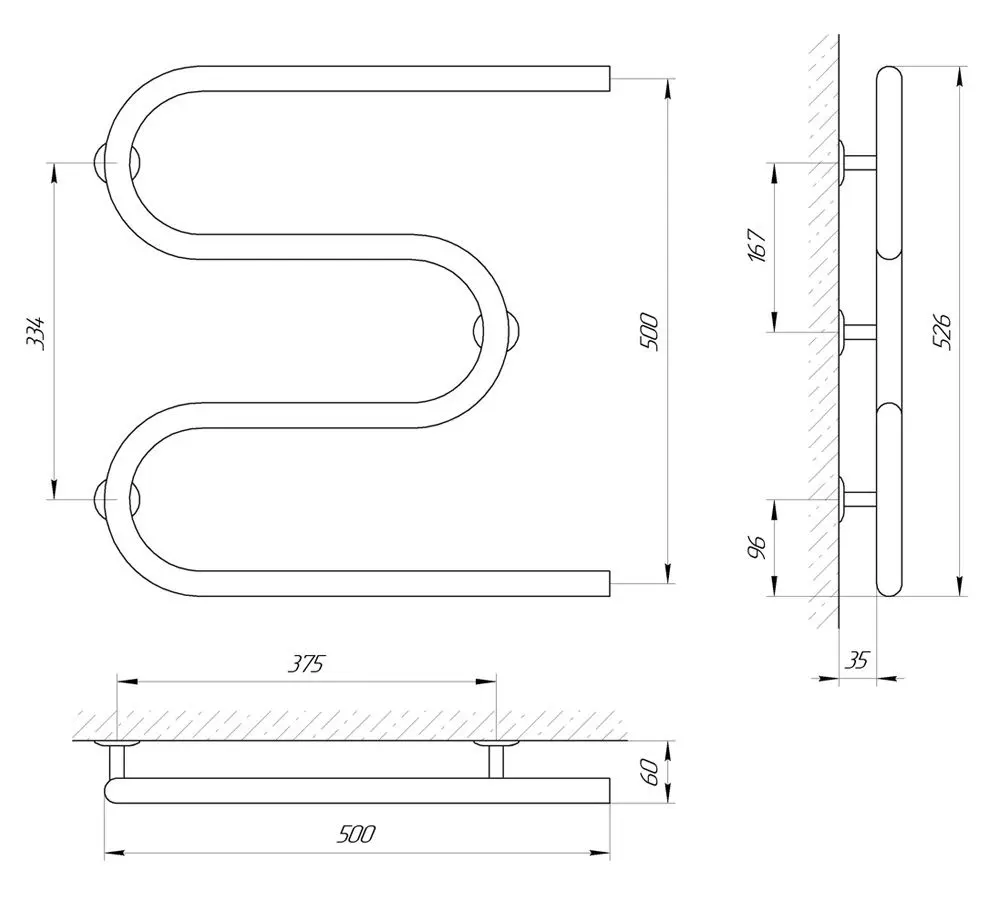Полотенцесушитель Laris Zmeevik 25 PC3 500x500 (Chrome)