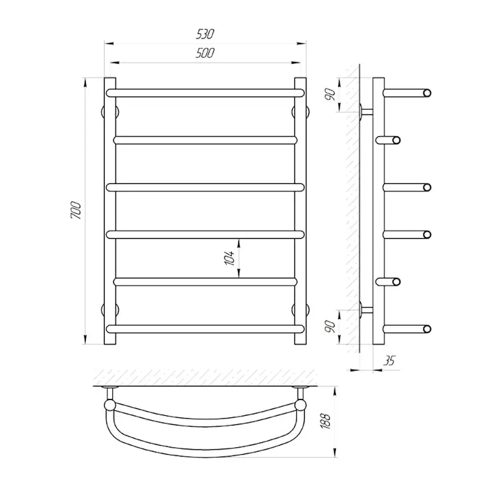 Uscator de rufe Laris Euroflesh P6 500х700 (Chrome)