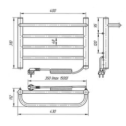 Полотенцесушитель электрический Laris Prime CK4 400x300 Right (White) Thumb