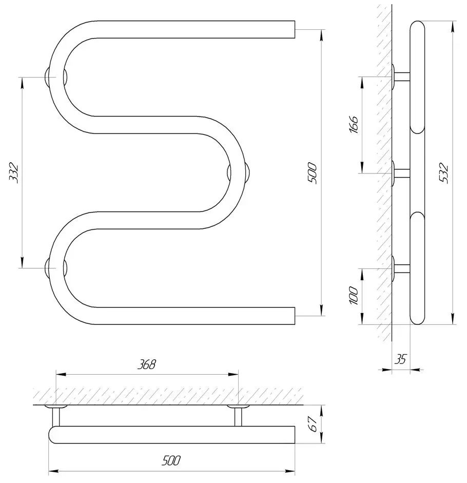 Полотенцесушитель Laris Zmeevik 32 PC3 500x500 (Chrome)