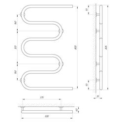 Полотенцесушитель Laris Zmeevik 25 PC5 500x800 (Chrome) Thumb
