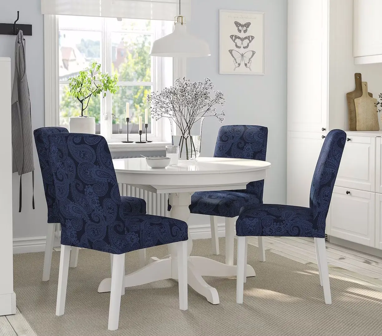 Обеденный набор Ikea Ingatorp/Bergmund/Kvillsfors 110/155см 1+4 (Белый/Синий)