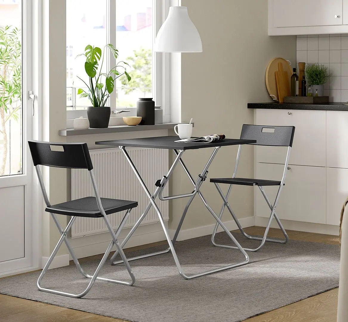 Set masa scaune Ikea Gunde 67x67cm 1+2 (Negru)
