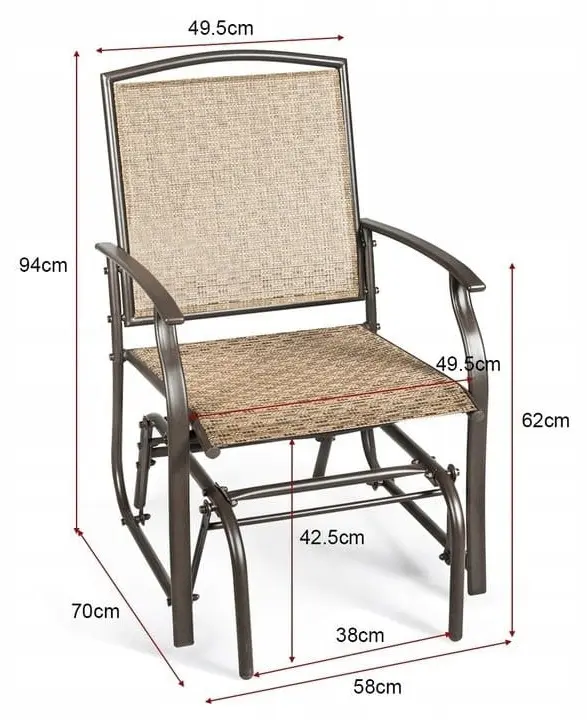 Fotoliu-balansoar de gradina Costway OP3906 9 (Brown) - 7