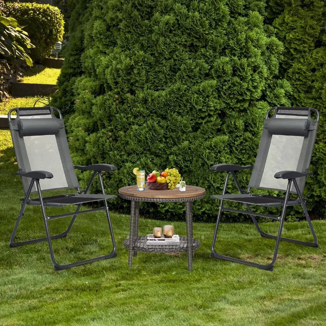 Set scaune de gradina Costway NP11454GR-2 (Grey) - 5