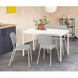 Обеденный набор Ikea Vihals/Tibbleby 120/180x74 1+4 (Белый/Серо-бежевый)