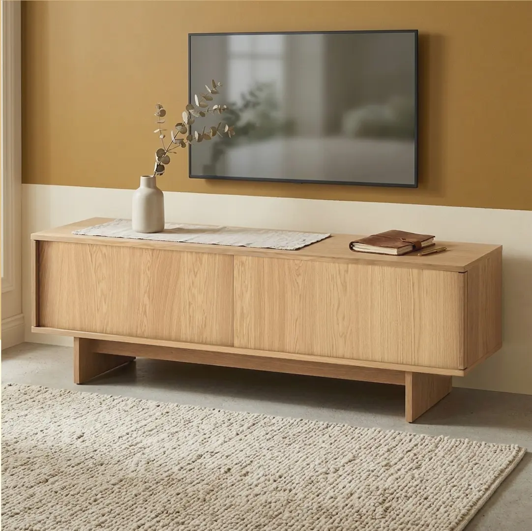 Тумба РТВ Ikea Stockholm 2025 раздвижные дверцы 179x42x56 (Дубовый шпон)