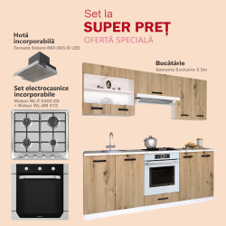 Set de bucatarie cu electrocasnice Samanta Exclusive 3 2m White/Artisan Oak + Wolser WL-AM 672 Inox + WL- F 6400 EN Inox + Tornado Solano 860 (60) IX LED Inox Thumb