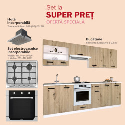 Set de bucatarie cu electrocasnice Samanta Exclusive 1 2.6m White/Artisan Oak + Wolser WL-AM 672 Inox + WL- F 6400 EN Inox + Tornado Solano 860 (60) IX LED Inox Thumb