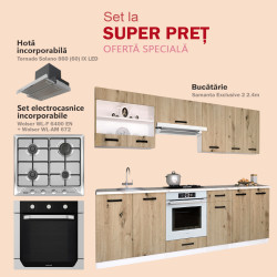 Set de bucatarie cu electrocasnice Samanta Exclusive 2 2.4m White/Artisan Oak + Wolser WL-AM 672 Inox + WL- F 6400 EN Inox + Tornado Solano 860 (60) IX LED Inox Thumb