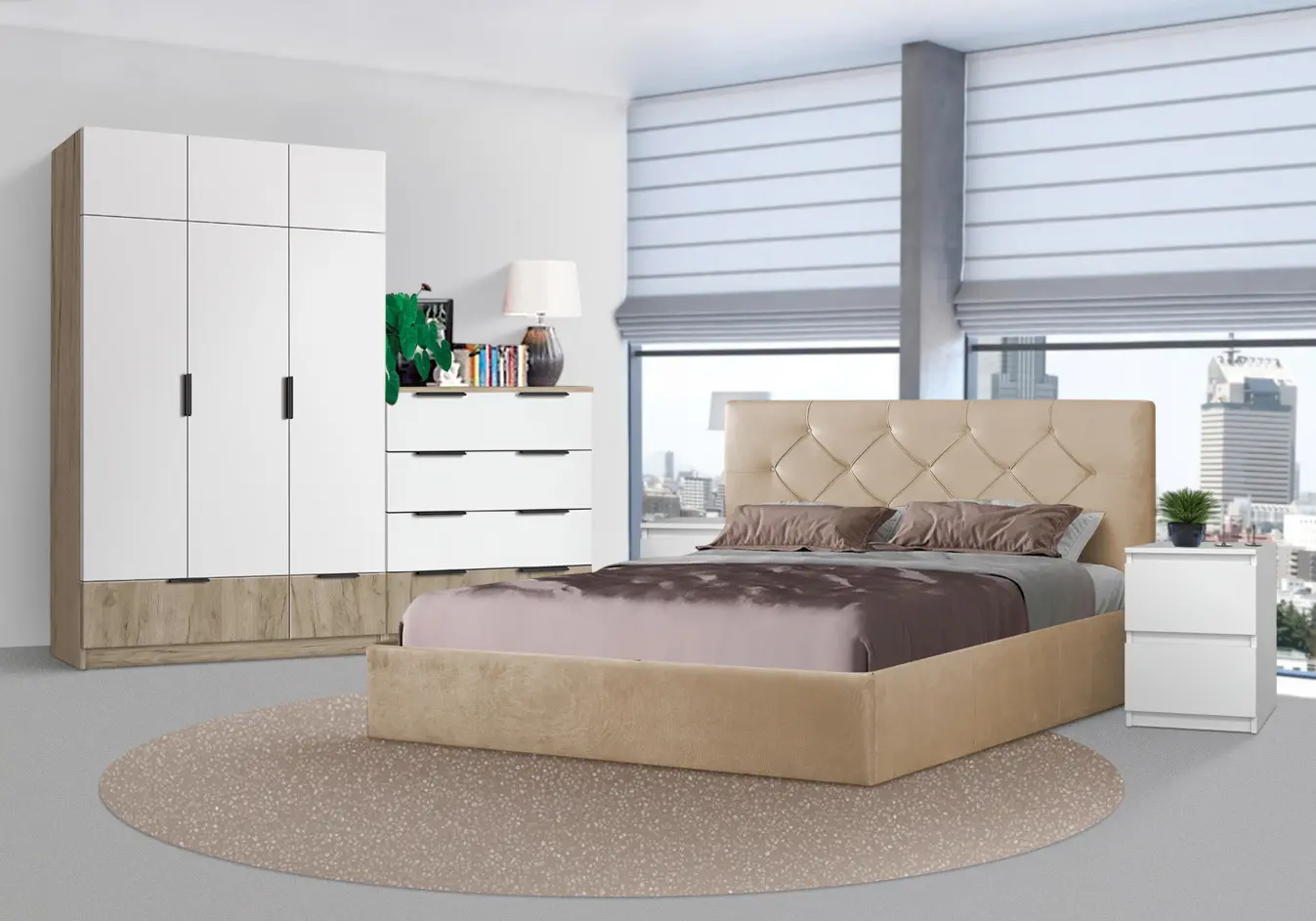 Спальня Elegance Essentials (Beige/Craft Oak Gray/White)