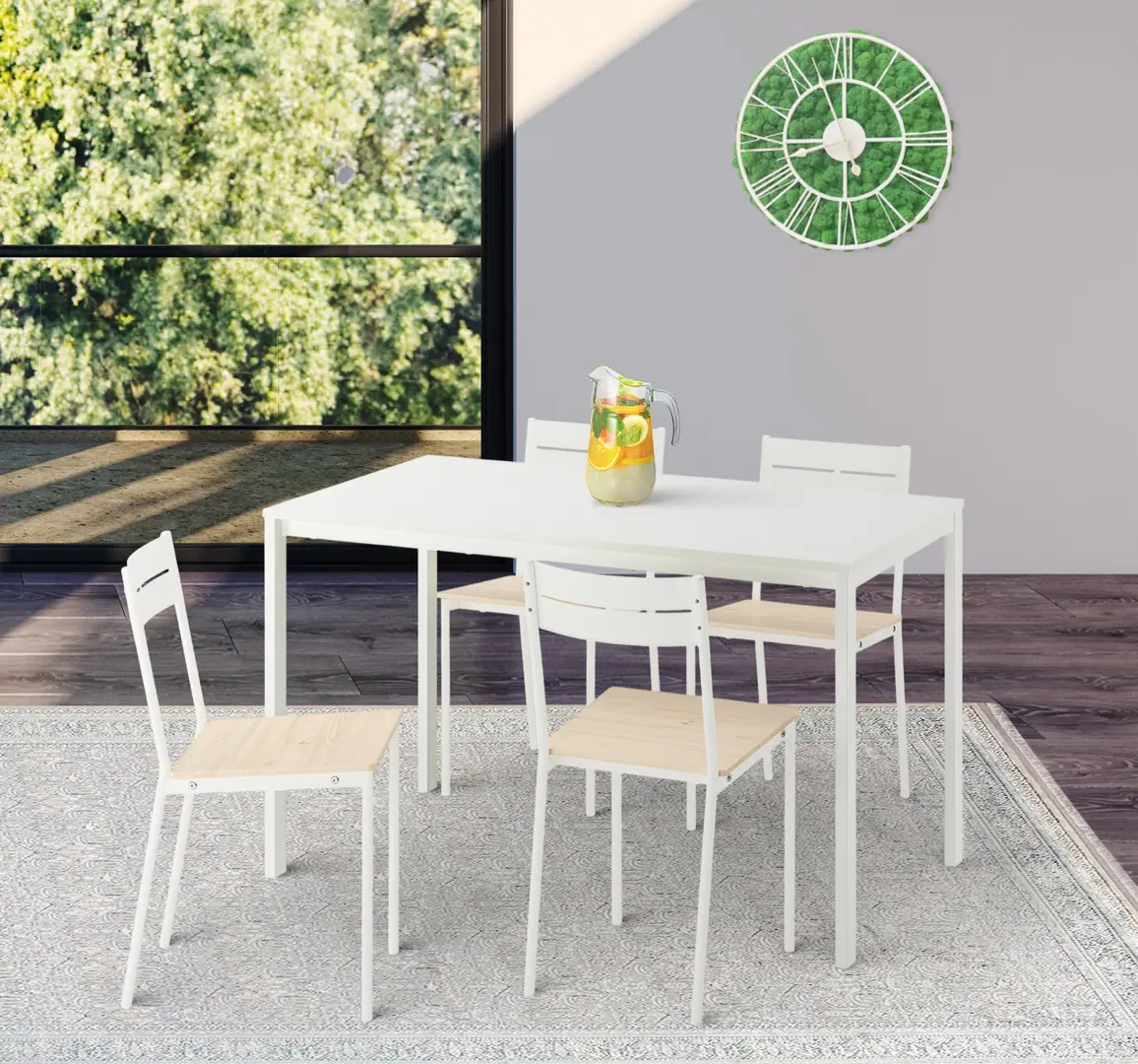 Обеденный набор Ikea Vihals/Buslatt 125x74 1+4 (Белый/Сосна)