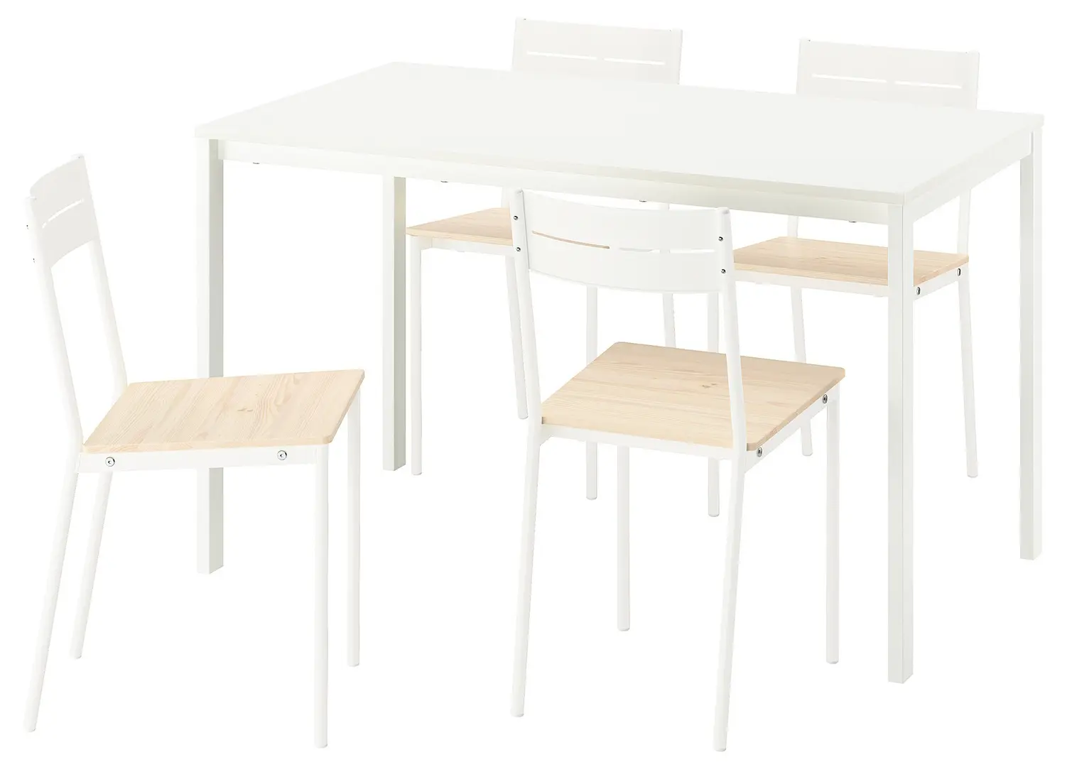 Обеденный набор Ikea Vihals/Buslatt 125x74 1+4 (Белый/Сосна) - 2