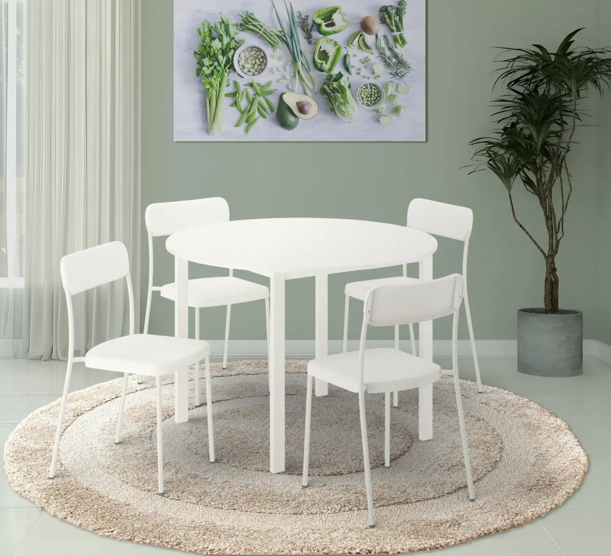 Set masa scaune Ikea Vihals 107 1+4 (Alb)