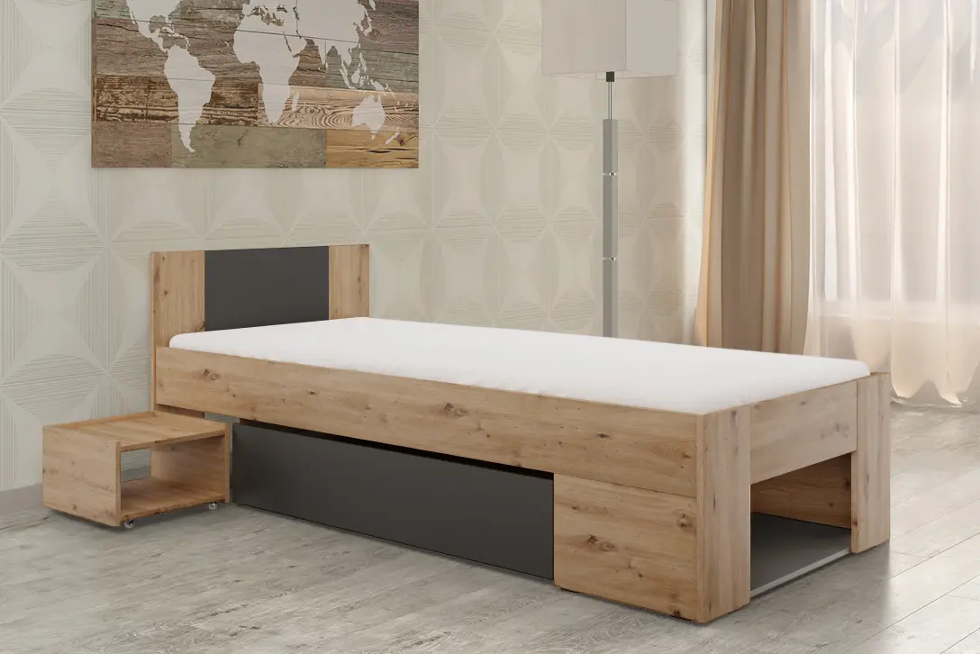 Pat Tempo Kondela Unis 90x200 (Artisan Oak/Anthracite)