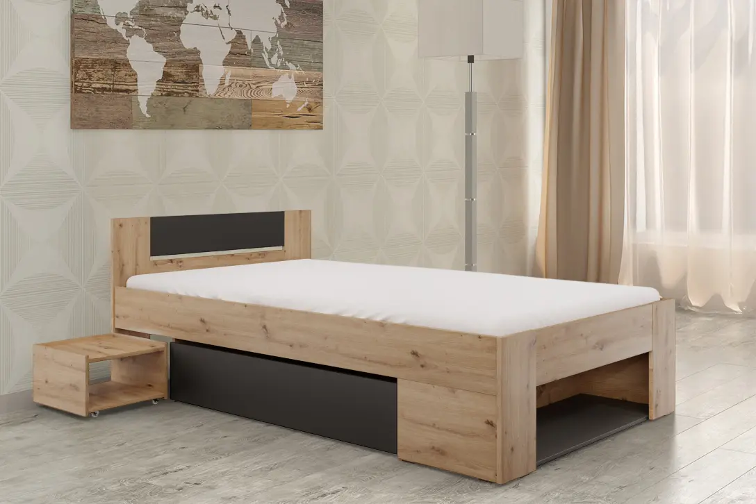 Кровать Tempo Kondela Unis 120x200 (Artisan Oak/Anthracite)