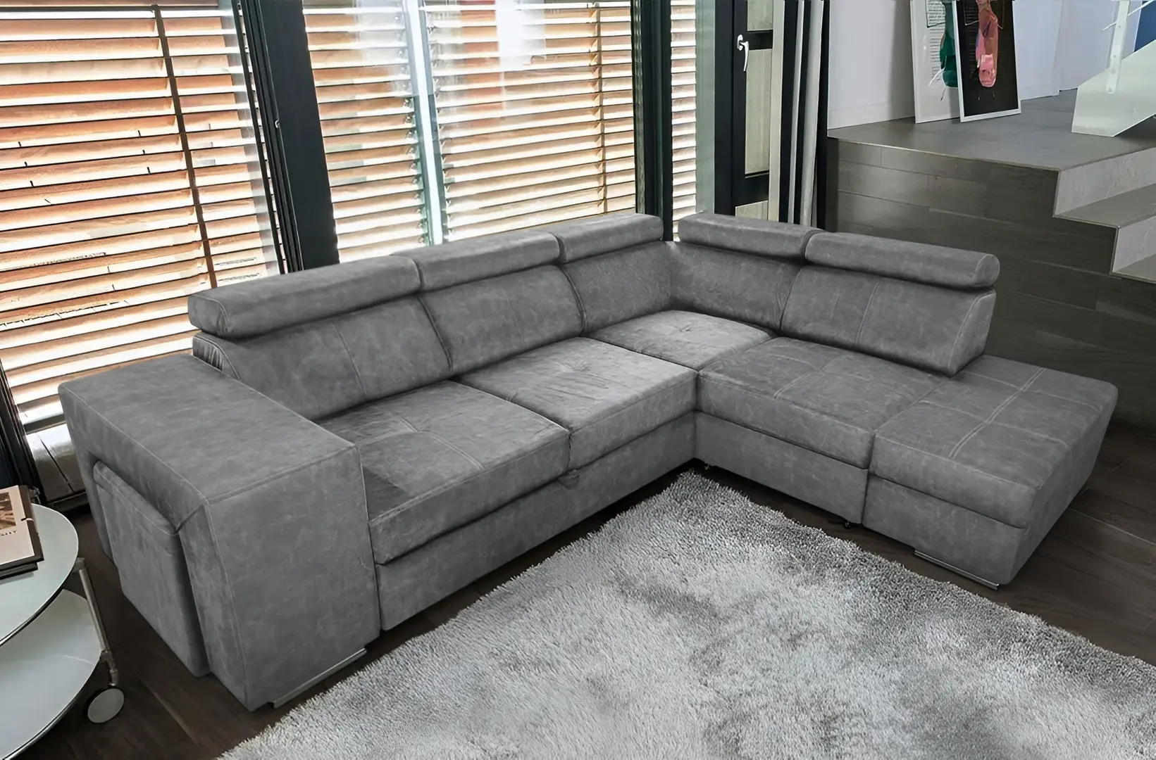 Диван угловой Tempo Kondela Malaga Right Country 17 (Gray)