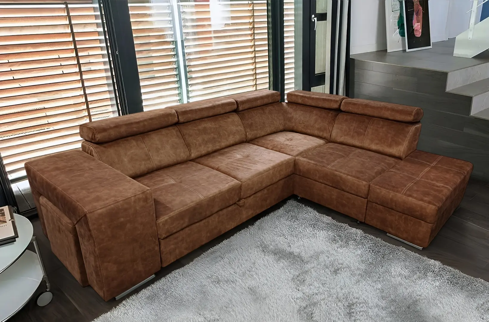 Canapea de colt Tempo Kondela Malaga Right Country 8 (Brown)