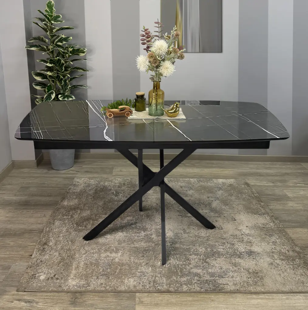 Masa extensibila Magnusplus Filis 145/185x90 Sonata High Gloss (Black Marble/Black)