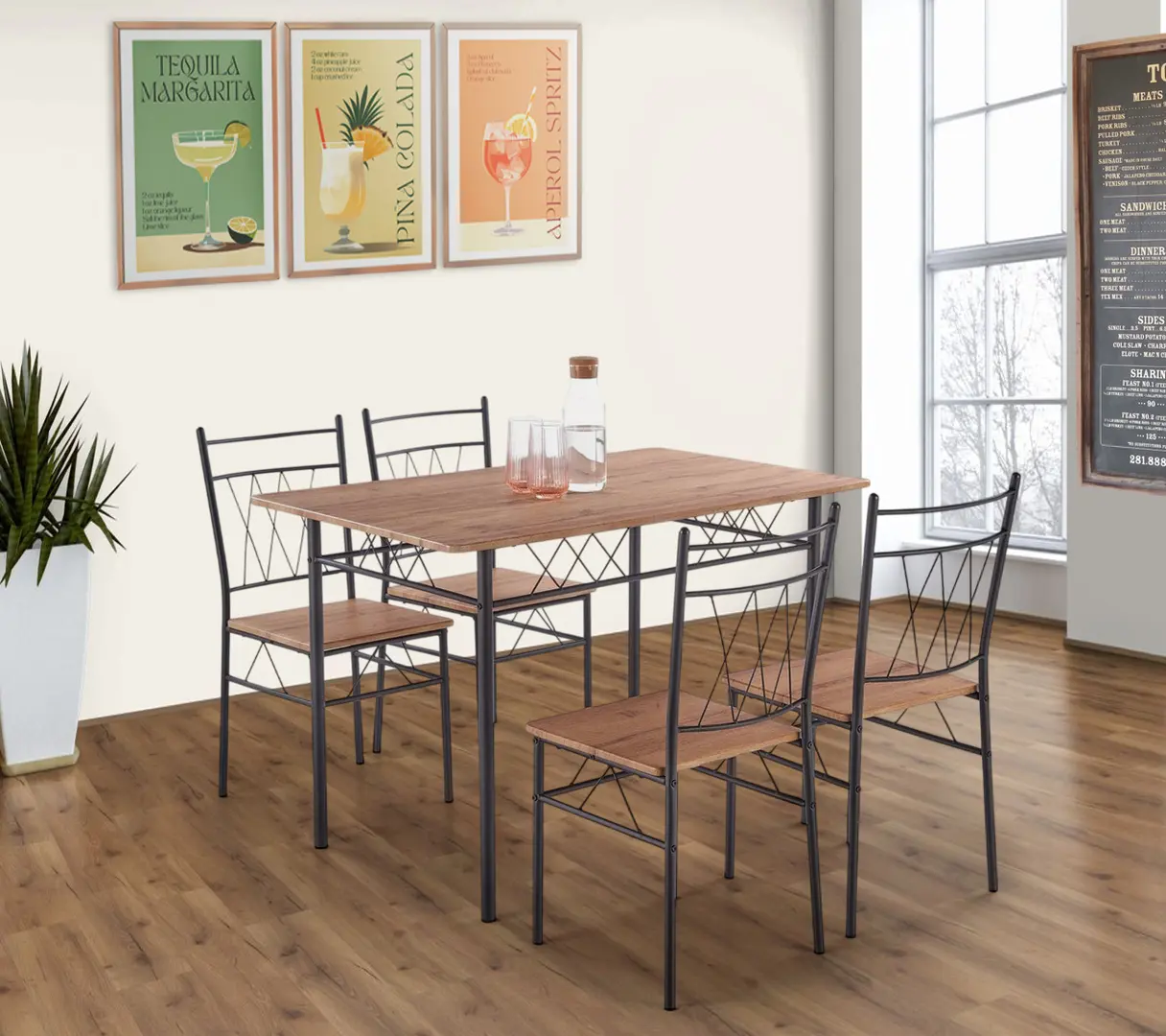 Set masa scaune Halmar Faust 1+4 (Oak/Black)