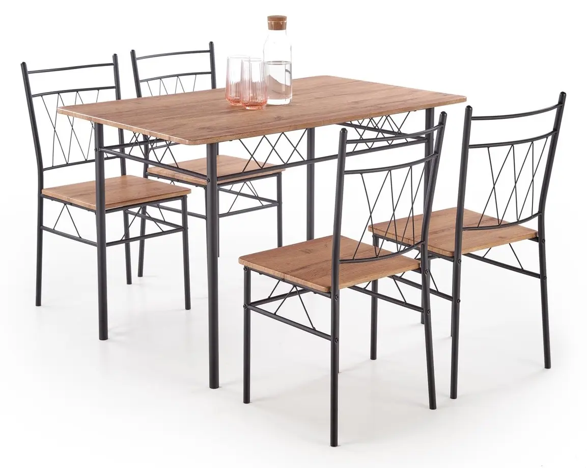 Set masa scaune Halmar Faust 1+4 (Oak/Black) - 2