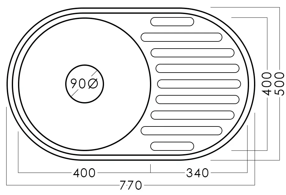 Chiuveta Becky 77 50 0.6 BK EPL L (Inox)