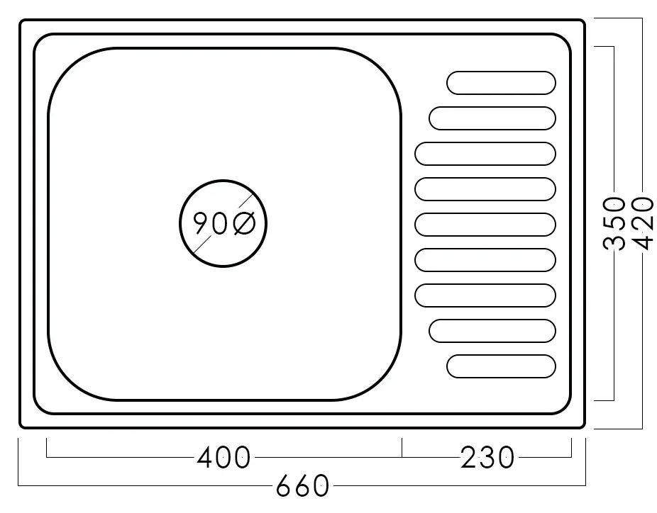 Мойка Fabiano 66x42 0.8 FB EPL R (Inox)