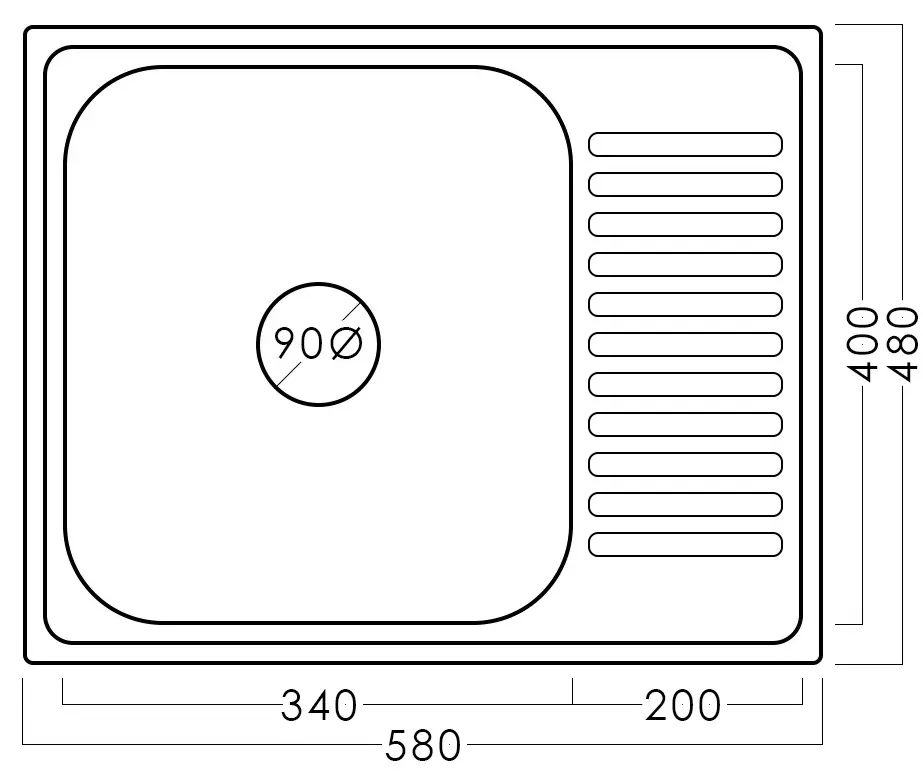 Мойка Fabiano 58x48 0.8 FB EPL L (Inox)