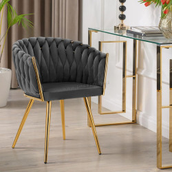 Стул 4Rico QS-GW06G 148117 Velvet (Dark Gray/Gold)