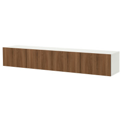 Тумба РТВ Ikea Besta/Lappviken 240x42x38 (Белый/Орех) Thumb