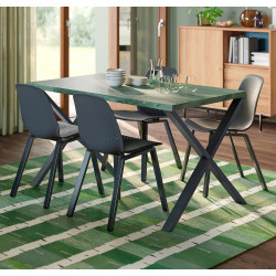 Masa Ikea Skalsta X 140х80 (Gri închis-verde/Aspect marmura/Negru-gri)