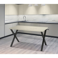 Masa Ikea Skalsta X 140x80 (Gri deschis-bej/Negru-gri)