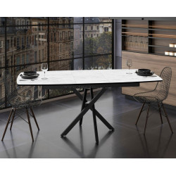 Стол раскладной Magnusplus Filis 145/185x90 Marmo (White Marble/Black)