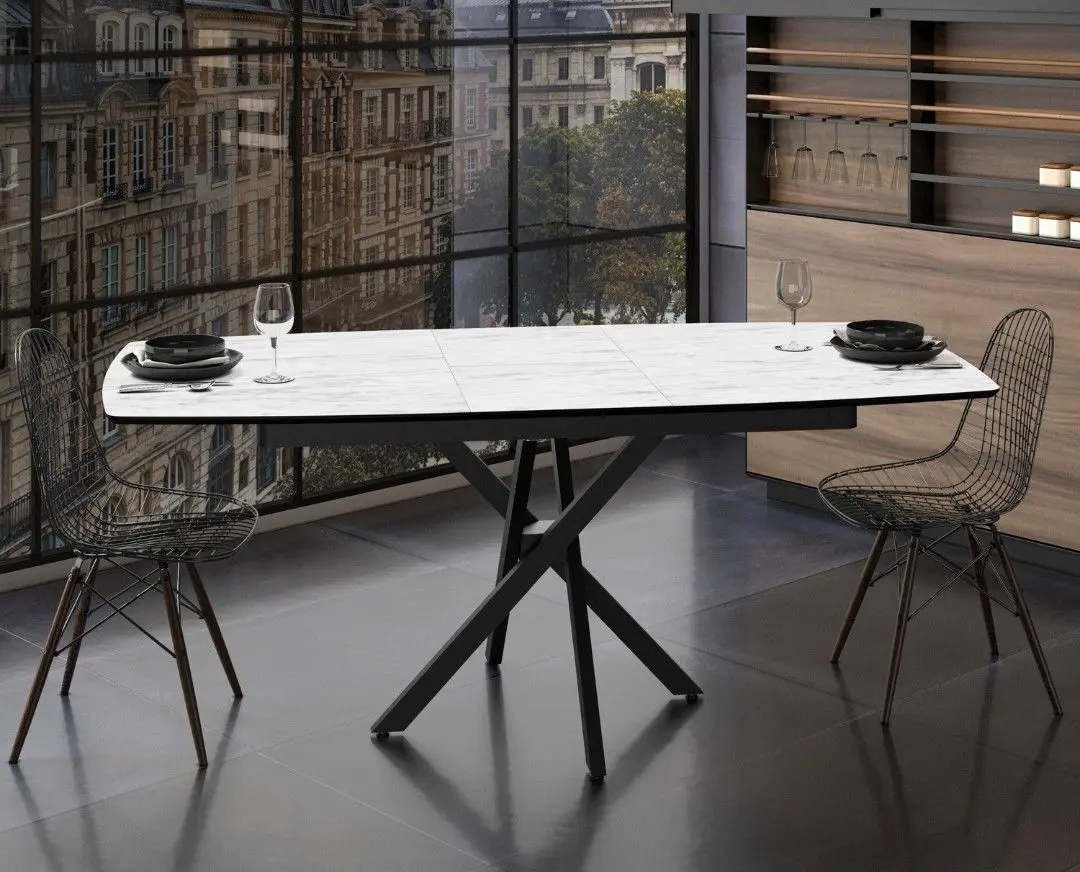 Masa extensibila Magnusplus Filis 145/185x90 Marmo (White Marble/Black)