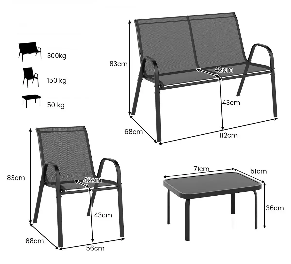 Комплект садовой мебели Costway NP11612GR (Grey) - 4