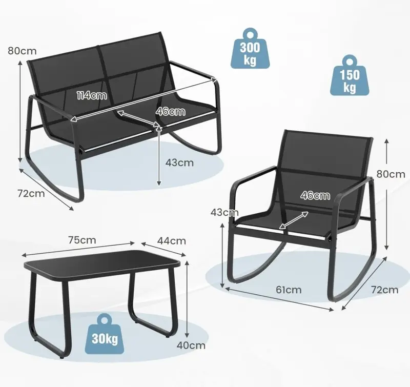 Комплект садовой мебели Costway NP12225DK (Black) - 4